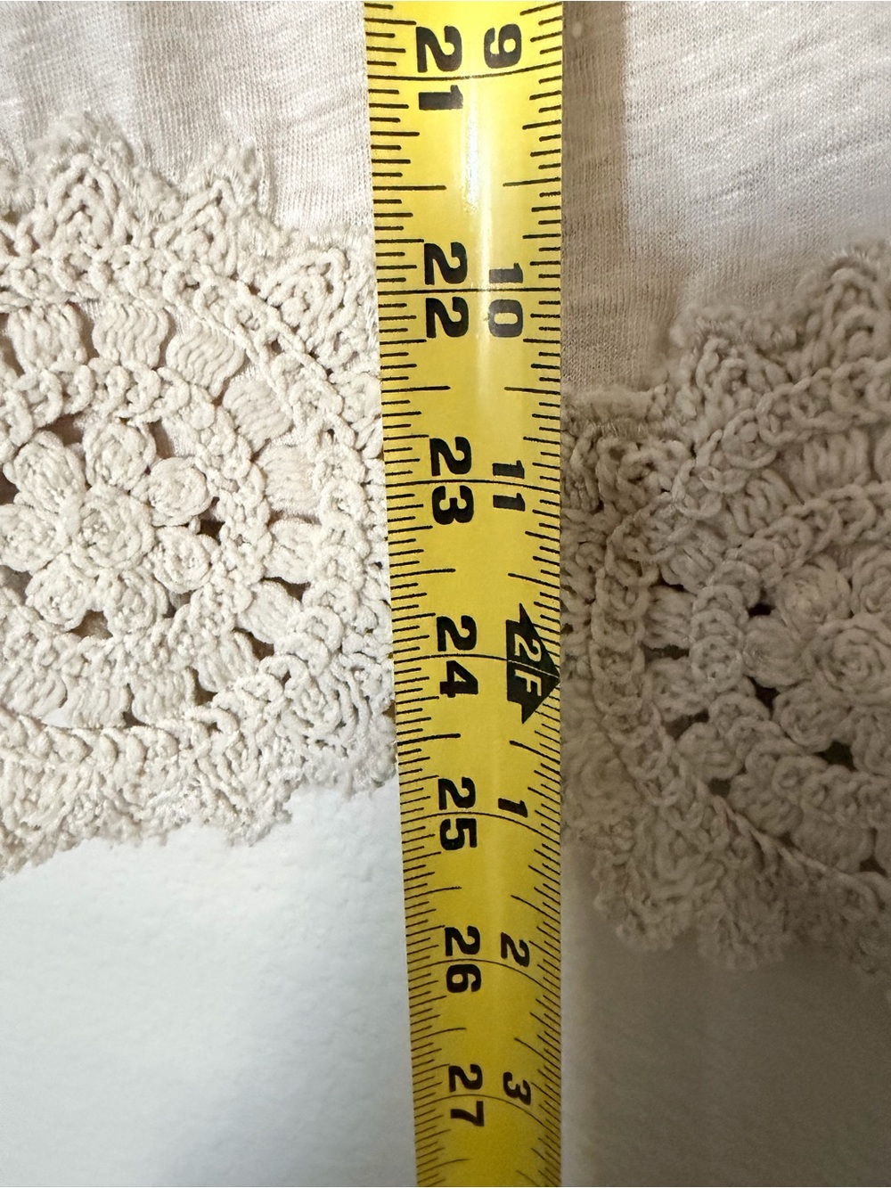 Chico's Cream Crochet-Trim Button Front Top - Picture 7 of 8
